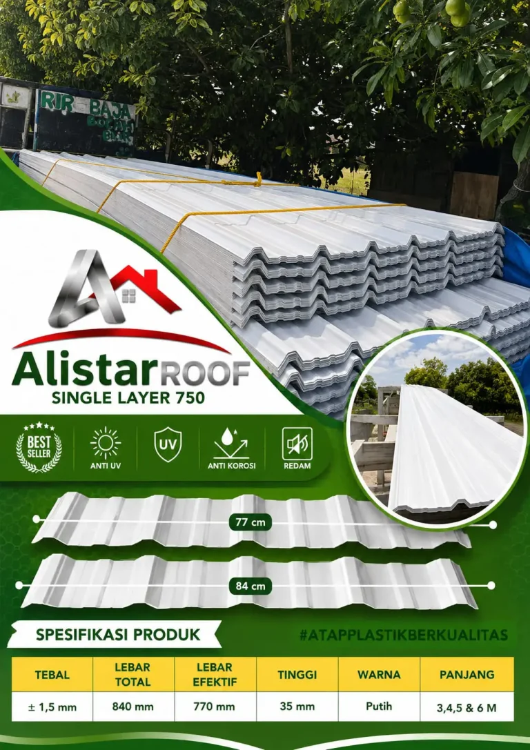 Atap UPVC single layer AliStar Roof 750